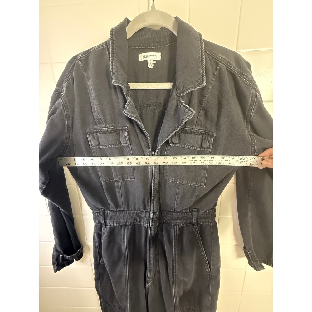 Good American Fit For Success Jumpsuit Washed Black Denim Utility GJS554 Size 3 - Picture 5 of 7